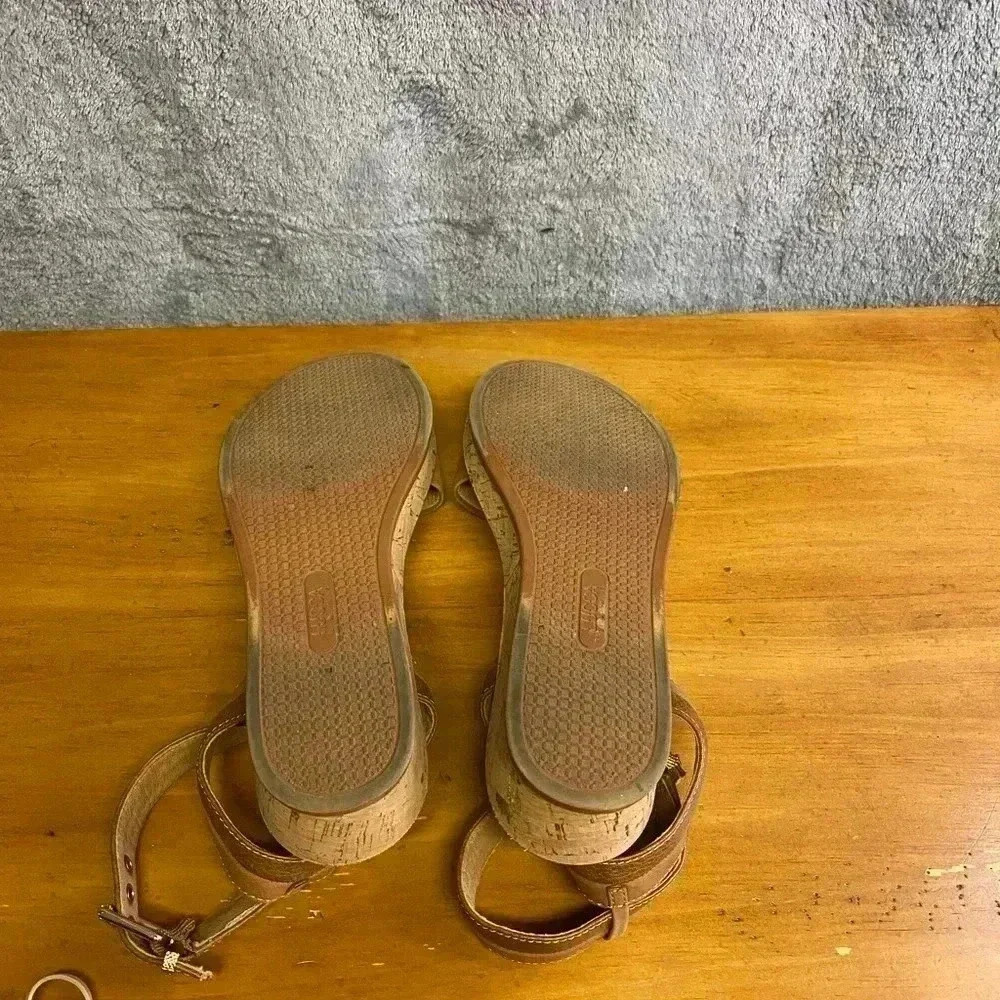 Lucca Lane Leesa Cork Sandals Womens 7.5 Brushed Brown‎ Casual Open Toe Platform - Picture 9 of 9